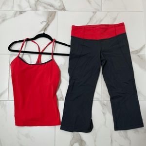 Lululemon Power Y tank and capri set, size 8